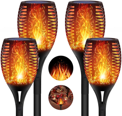 4 Pack Led Solar Torch Light with Flickering Flame, Outdoor Waterproof Solar Torches Stake Lights, Auto On/Off Solar Garden Lights Decorations
