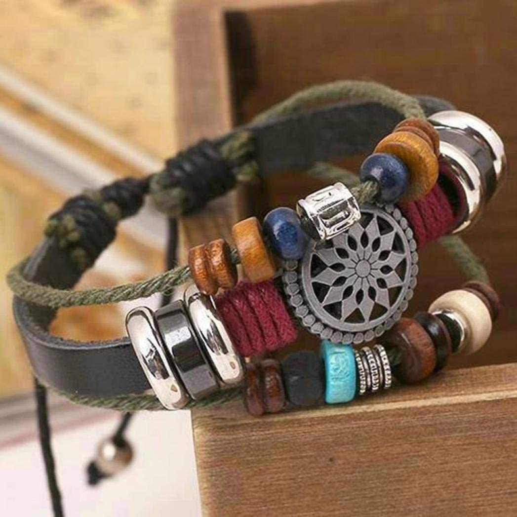 Vintage Bohemia Beaded Bracelet, Multilayer Hand Woven Wristbands, Hemp Cords Wrap Bracelet Jewelry for Men and Women