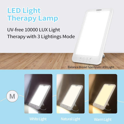 Light Therapy Lamp With Timer- Uv-Free 10000 Lux, Touch Control，5 Adjustable Brightness Levels and 3 Kind Color Temperature, Easy to Use and Carry, Memory Function LED Light