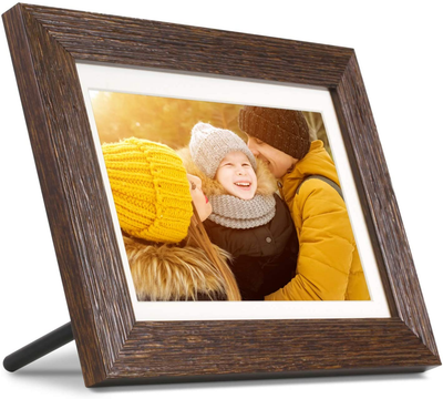8” Distressed Wood Digital Photo Frame, Auto Slideshow, USB/SD/SDHC Supported, Built-In Clock & Calendar, Easy Setup