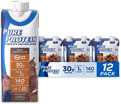 Pure Protein Chocolate Protein Shake, 30G Complete Protein, Ready to Drink and Keto-Friendly, Vitamins A, C, D, and E plus Zinc to Support Immune Health, 11Oz Bottles, 12 Pack