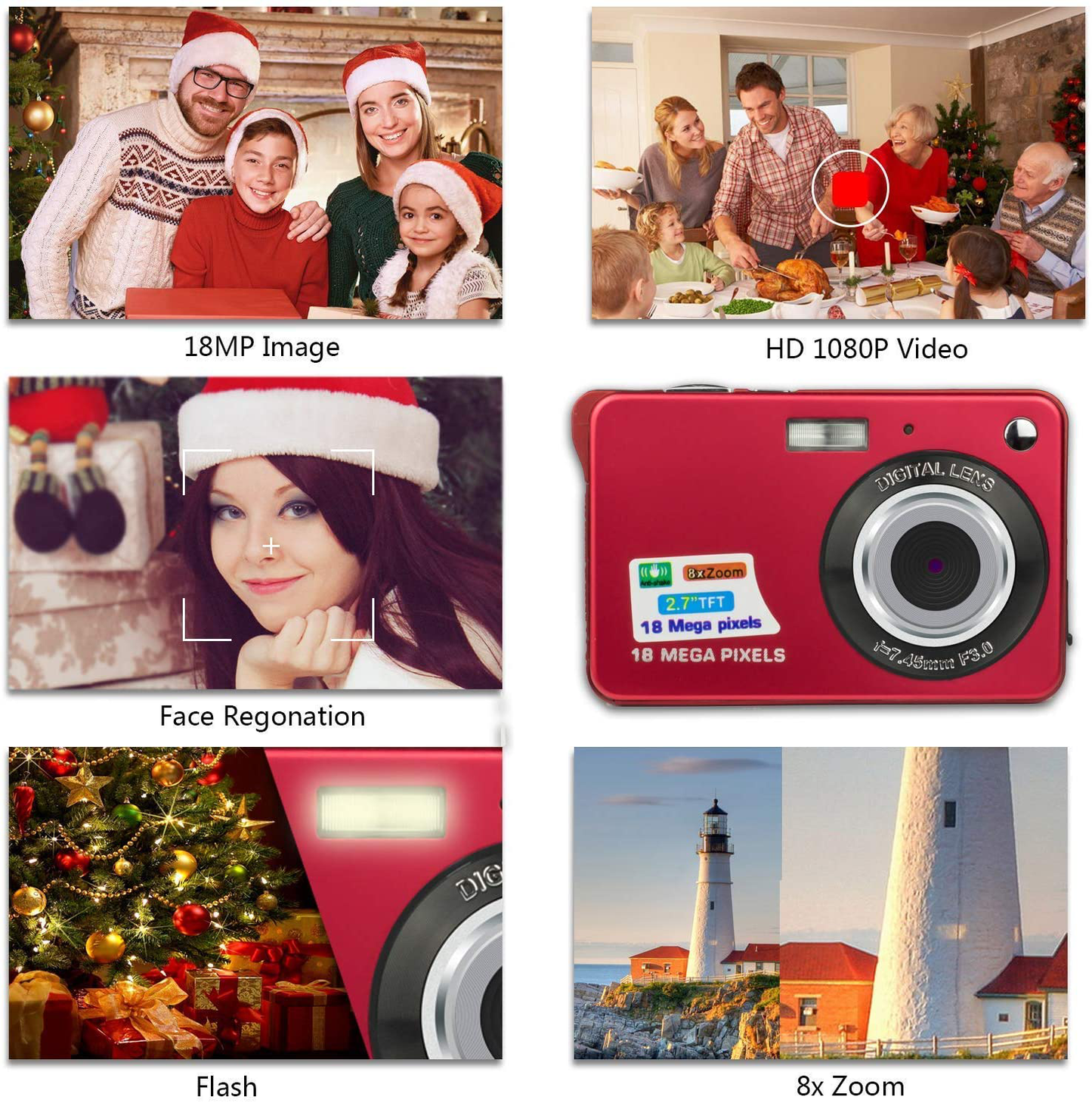HD Mini Digital Cameras, Point and Shoot Digital Cameras for Photography Kids Teenagers - Travel, Camping, Gifts