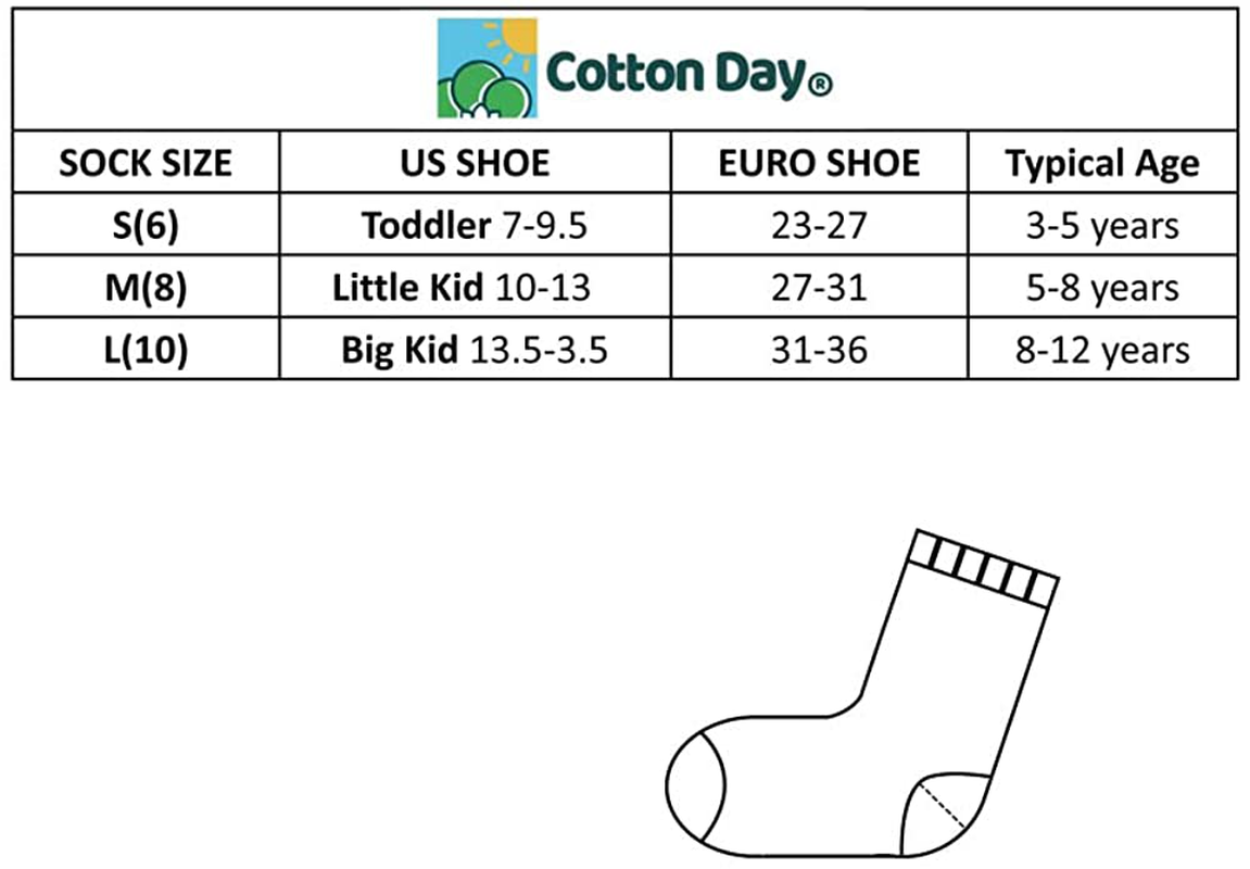COTTON DAY 7 Days of the Week Toddler Little Big Kids Girls Cute Pattern Design Socks