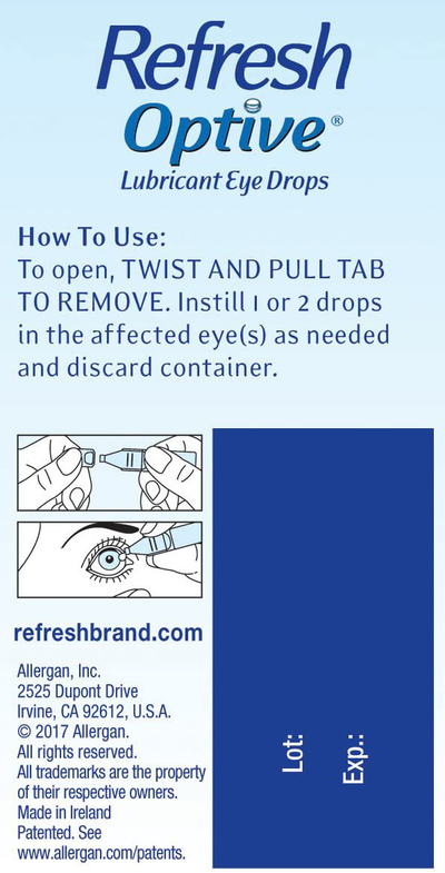 Refresh Optive Lubricant Eye Drops, Preservative-Free, 0.01 Fl Oz Single-Use Containers, 30 Count