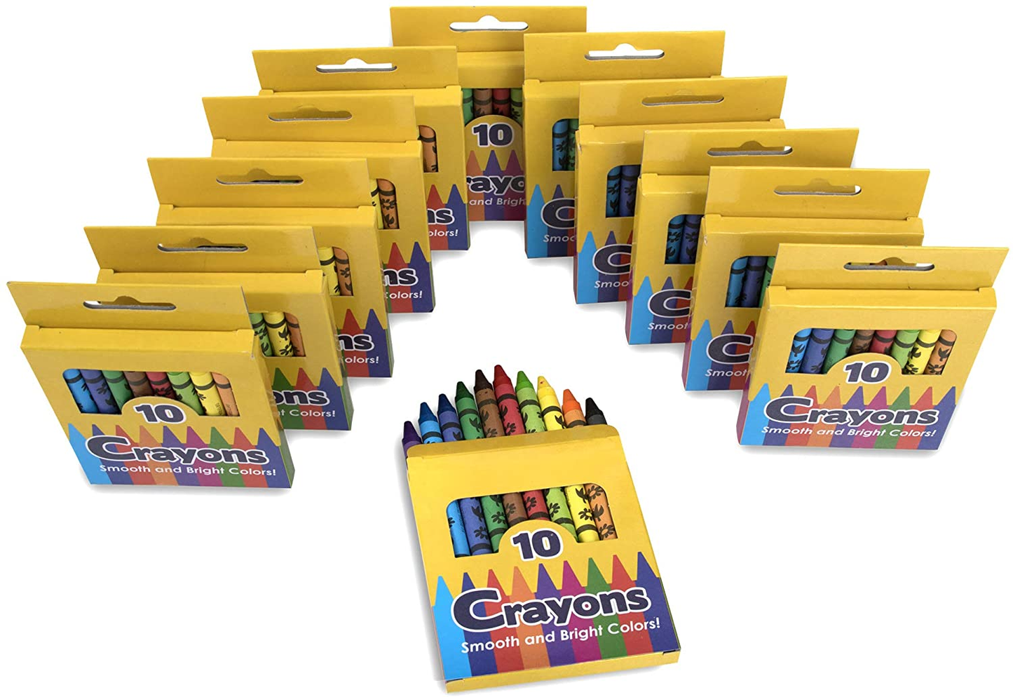 12 Pack Crayons - Wholesale Bright Wax Coloring Crayons in Bulk, 10 per Box, 12 Box Bundle Art Set