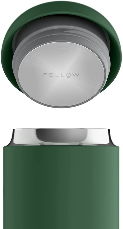 Fellow Carter Everywhere Travel Mug - Wide Mouth Vacuum-Insulated Stainless Steel Coffee and Tea Tumbler with Ceramic Interior, Cargo Green, 16 Oz Cup