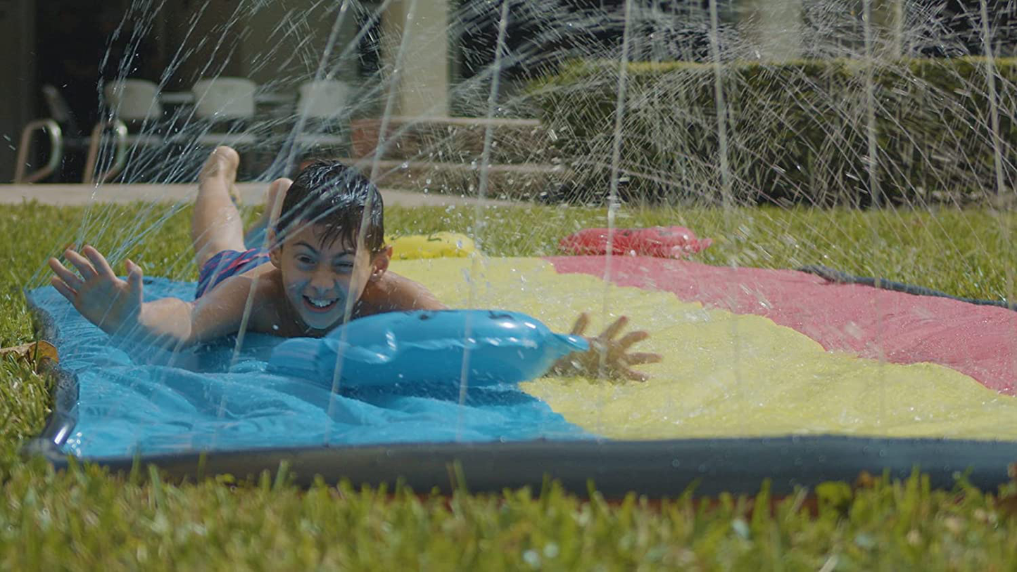 Jambo 20' Extra Long Triple Lane Slip Splash and Slide- with 3 Body Boards