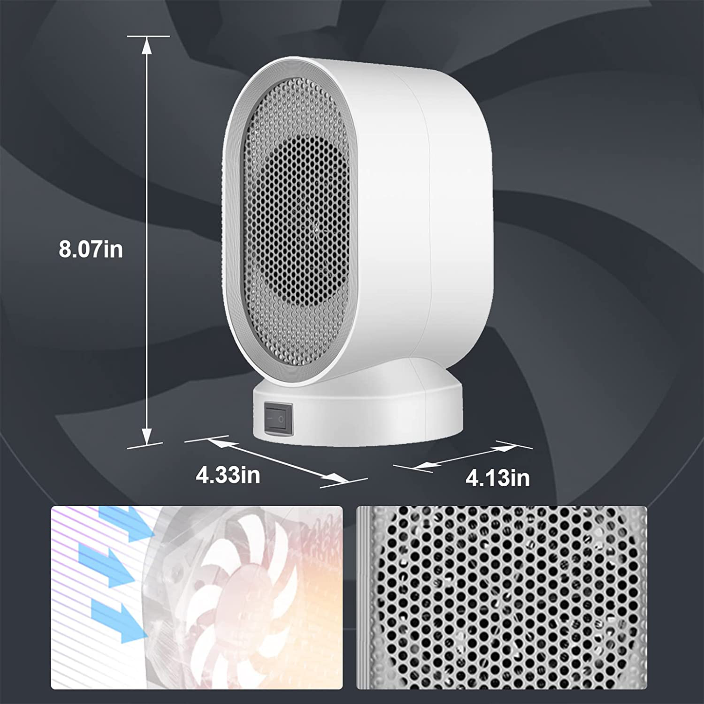Mini Space Heater, Small Desktop Heater with Overheat Protection, Safe and Quiet for Office Room Desk Indoor Use (White+Grey)