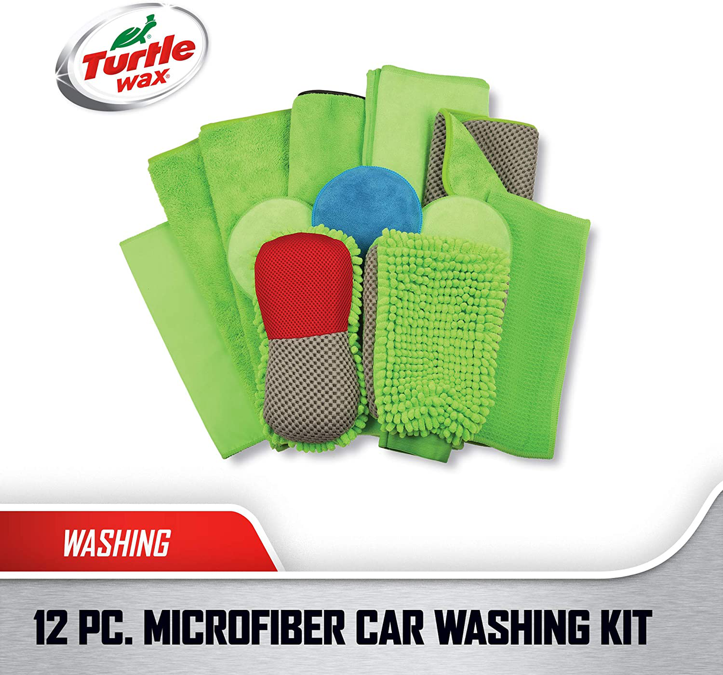 Turtle Wax 15-Peice Car Wash Bucket and Detailing Kit: Wash Mitt, Sponge, 2 Microfiber Cloths, Wax Applicator with 2 Pads, 5 Polishing Wipes, and Brush