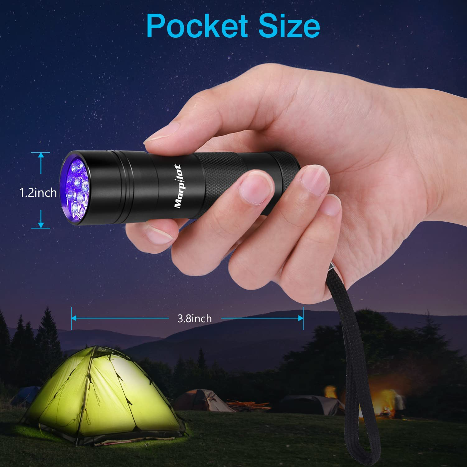 Morpilot Black Light, 2 Pcs UV Handheld Blacklight Flashlights 12 Led 395Nm Mini Light Torch Detector for Pets Urine and Stains