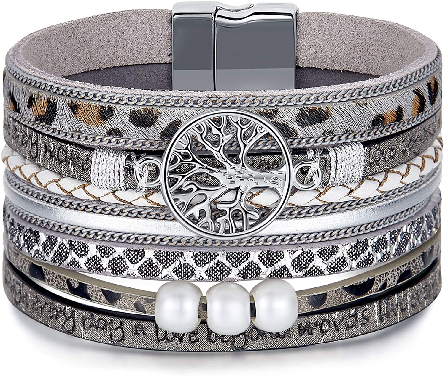 Inspirational Tree of Life Leather Bracelets for Women,Birthday Easter Jewelry Gifts for Teens Girls