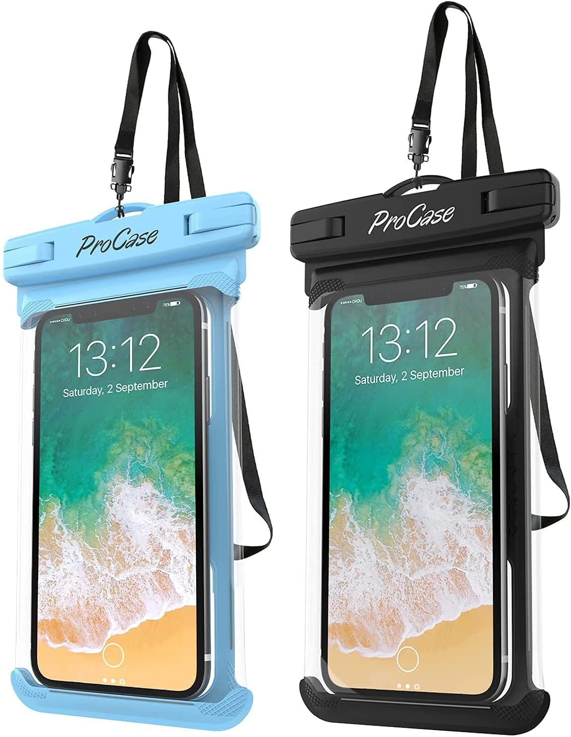 2 Pack Universal Waterproof Case Cellphone Dry Bag Pouch Compatible with iPhone and Android up to 7"