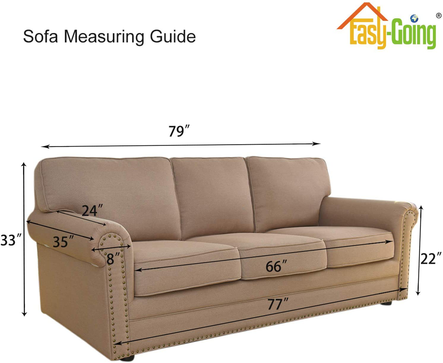 Easy-Going Stretch 4 Seater Sofa Slipcover 1-Piece Sofa Cover Furniture Protector Couch Soft with Elastic Bottom for Kids,Polyester Spandex Jacquard Fabric Small Checks (XX Large,Taupe)