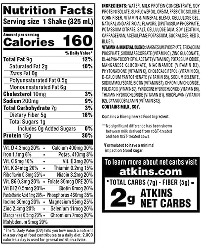 (2 Pack) Atkins, Strawberry Shake, 4 Count per Pack, 11 Oz. Containers