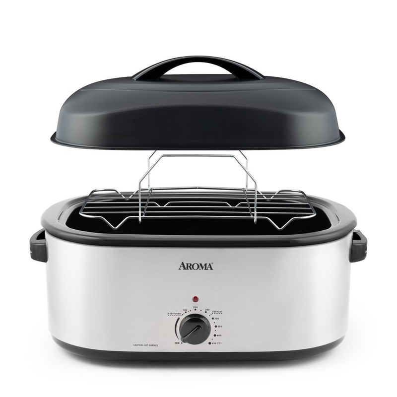 22 Qt Electric Roaster Oven with High-Dome & Self-Basting Lid, Stainless Steel