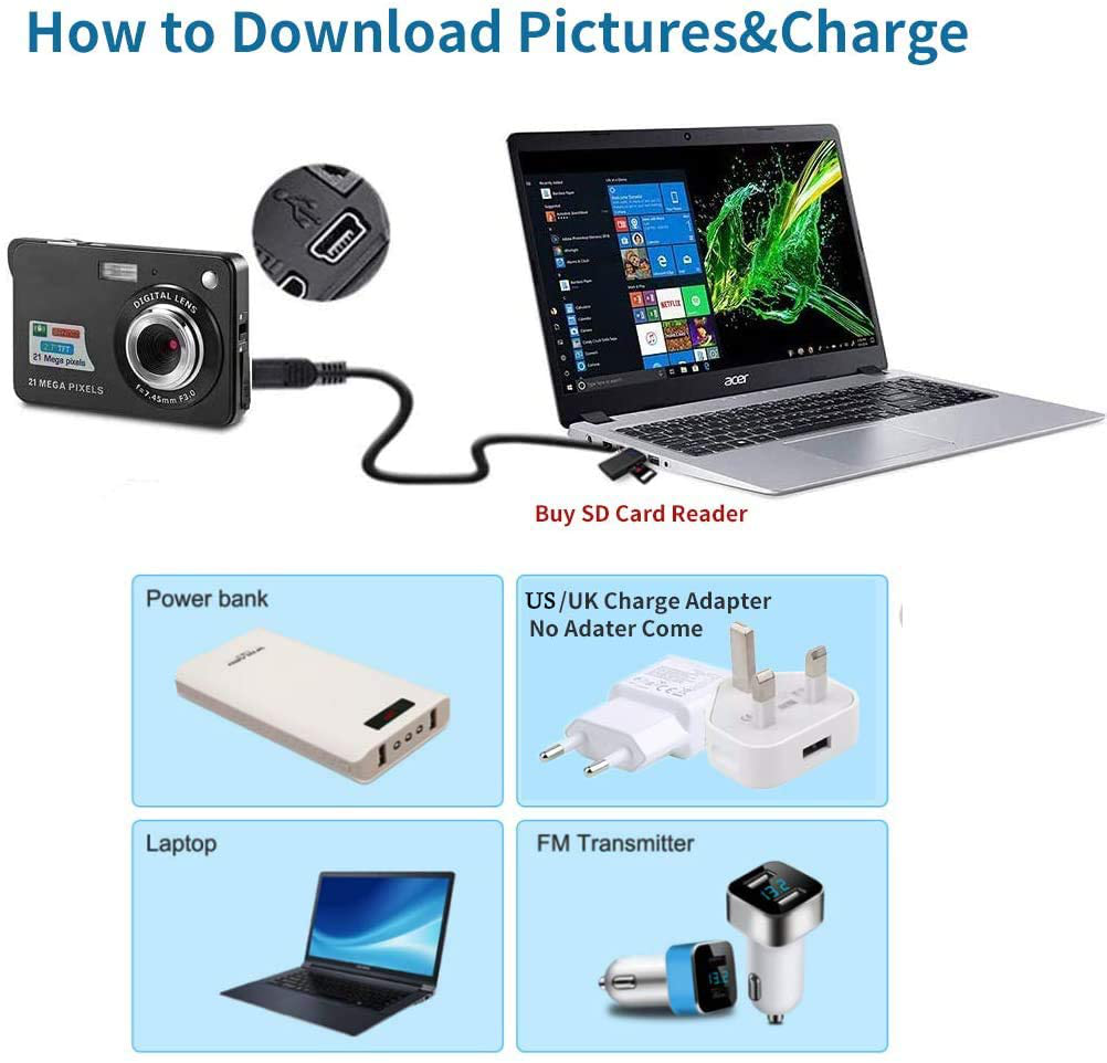 HD Mini Digital Cameras, Point and Shoot Digital Cameras for Photography Kids Teenagers - Travel, Camping, Gifts