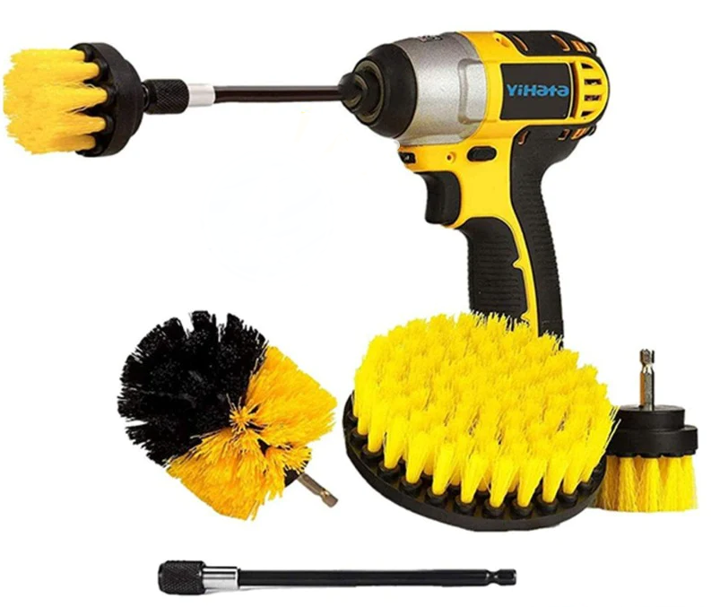4 PCS Drill Brush Attachment Set Power Scrubber Drill Cleaning Brush Kit for Bathroom, Floor, Tub, Shower, Grout, Tile and Kitchen Surface