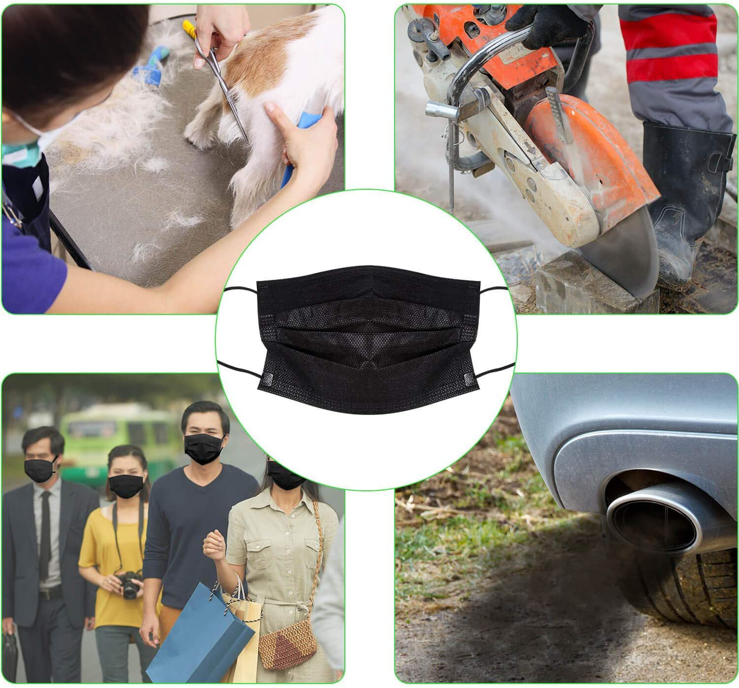 100 Pack Disposable Face Masks with Elastic Ear Loop,Breathability Comfort-Black