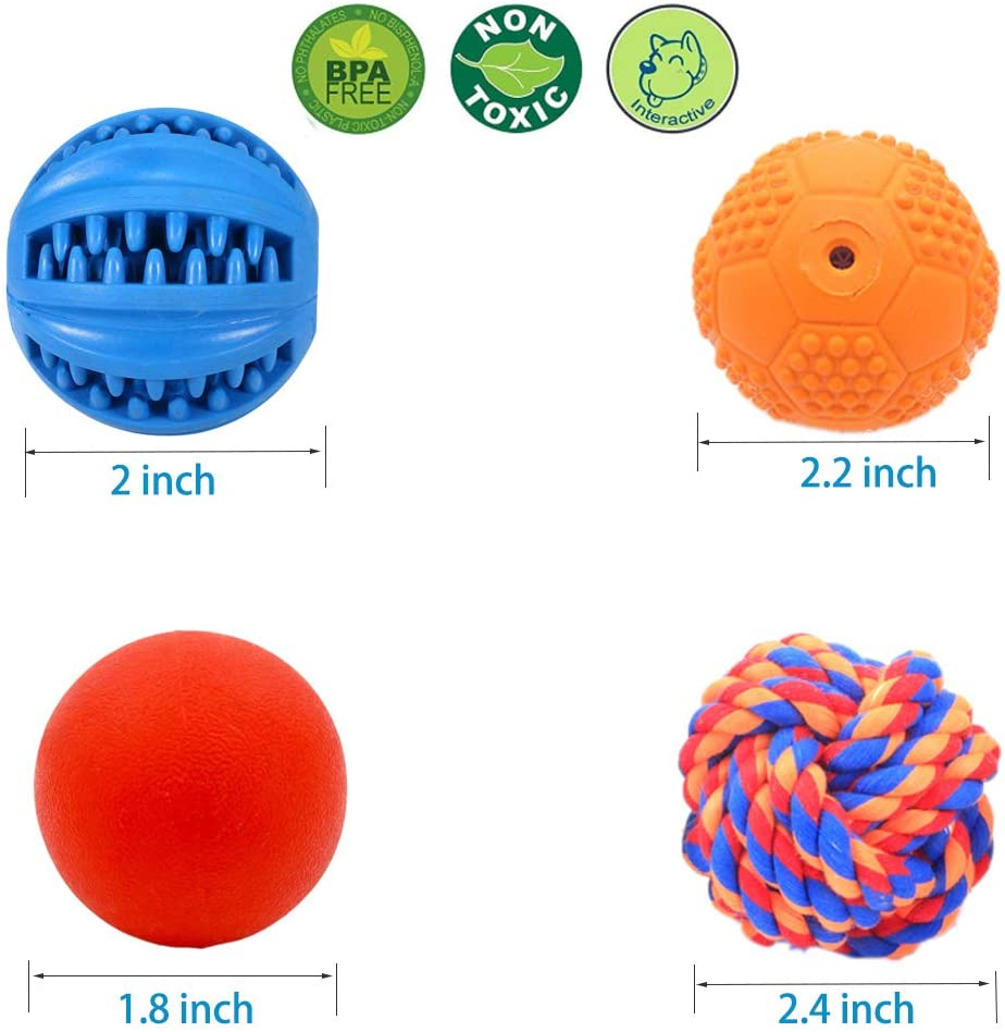 4 Pack Puppy Balls, Puppy Teething Ball, Dog Chew Toy Durable, Squeaky Ball for Small Dog, Rubber Ball, Puppy Teething Toy, Puppy Supplies