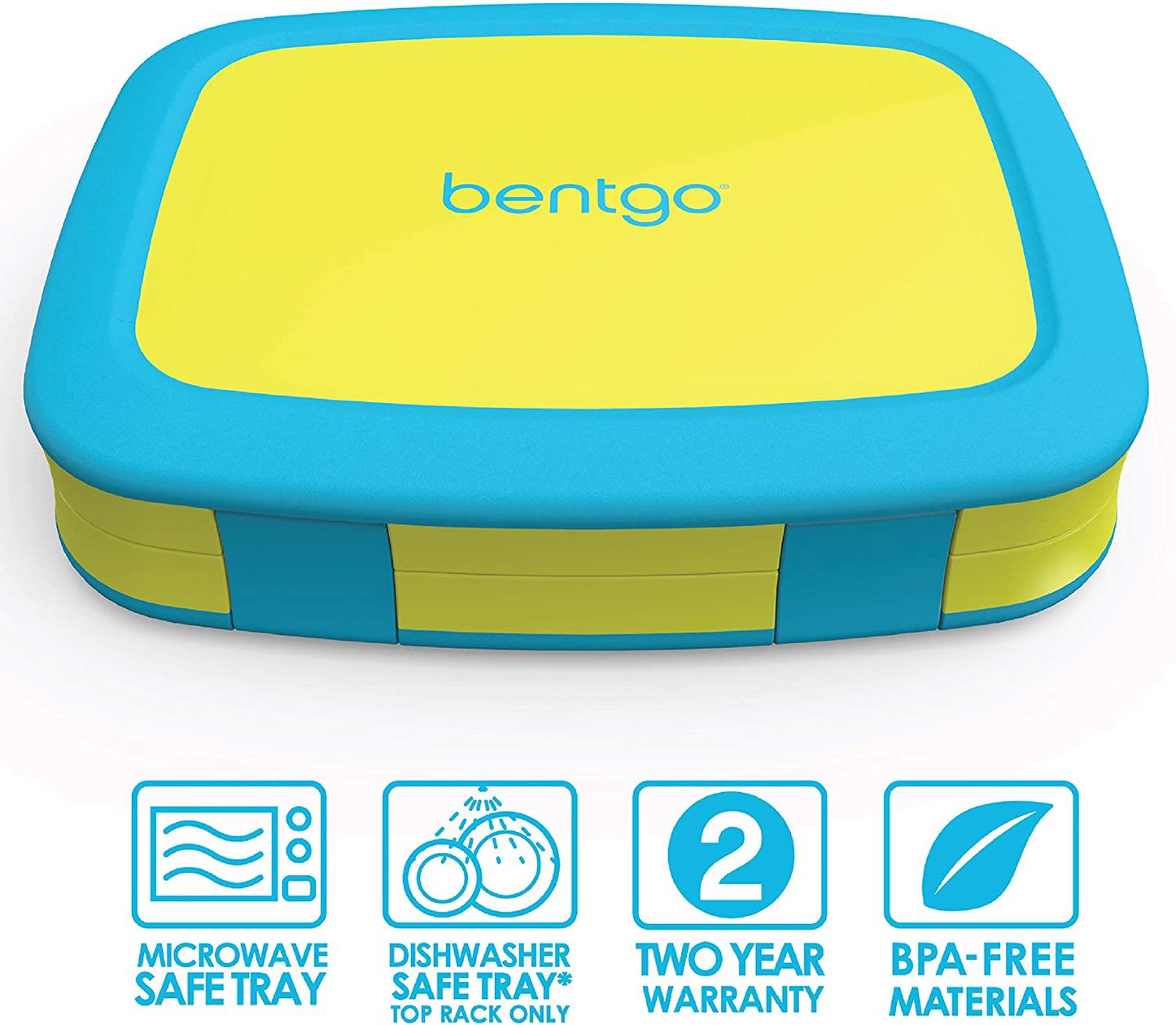 Bentgo Kids Brights – Leak-Proof, 5-Compartment Bento-Style Kids Lunch Box – Ideal Portion Sizes for Ages 3 to 7 – BPA-Free, Dishwasher Safe, Food-Safe Materials