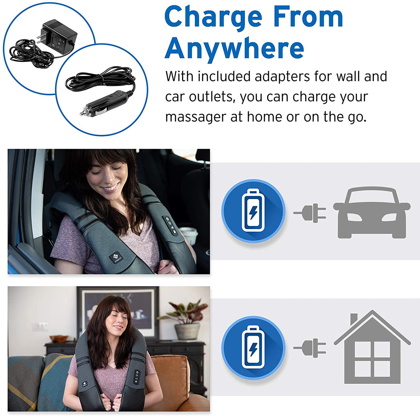 Etekcity Cordless Neck Back Massager with Heat, Christmas Gifts for Men Women Dad Mom, Birthday Gifts, Shiatsu Kneading Massage Pillow for Neck Back Shoulder Pain Relief, Home Car Chair Office Use