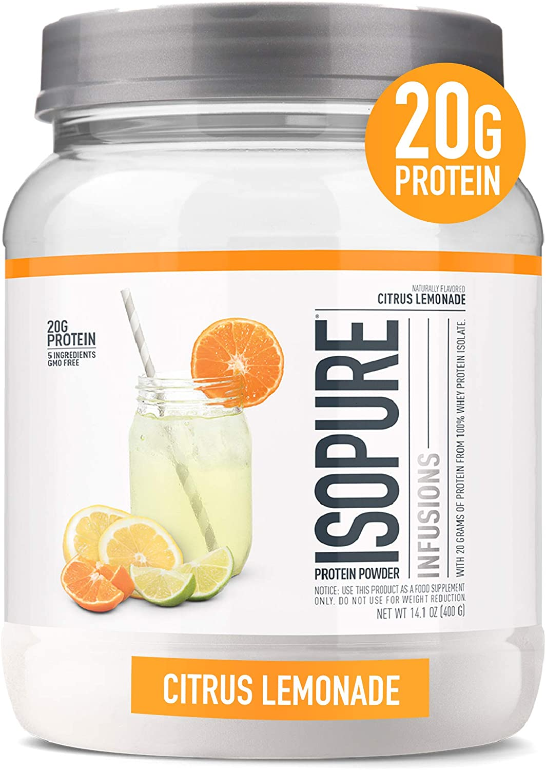 Isopure Protein Powder, Gluten Free, Whey Protein Isolate, Post Workout Recovery Drink Mix, Prime Drink, Infusions- Tropical Punch, 16 Servings