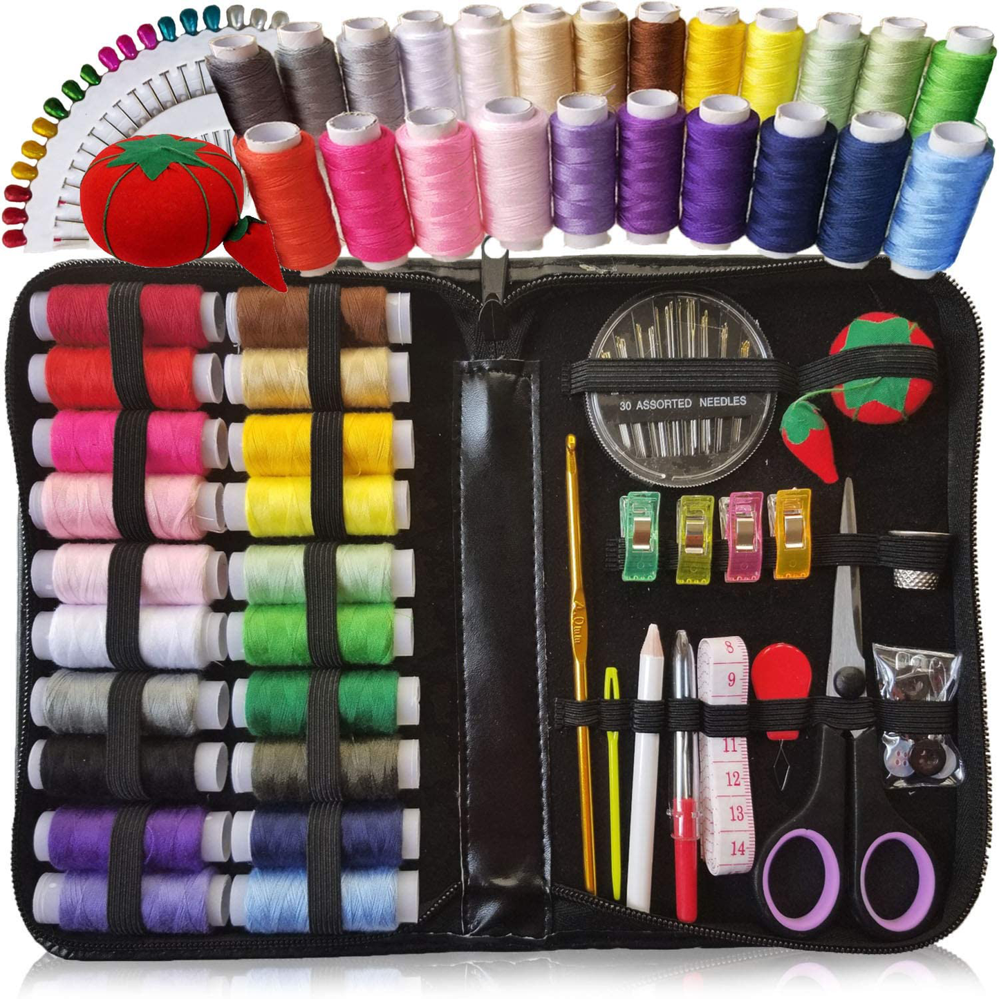 ARTIKA Sewing kit & Crochet kit, DIY Over 100 Premium Sewing and Crocheting Supplies, Free Extra Knitting Accessories - Travel Sewing kit, for Beginners, Emergency, Kids, Summer Campers and Home