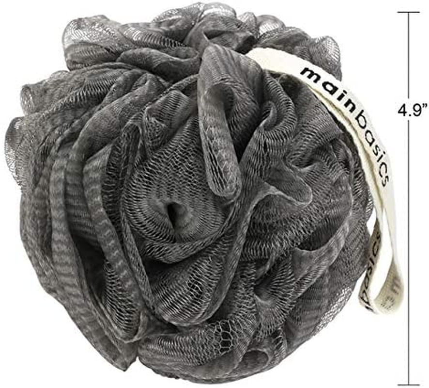 Charcoal-Infused Bath Shower Loofah Sponge Pouf Body Scrubber Exfoliator (Set of 3)