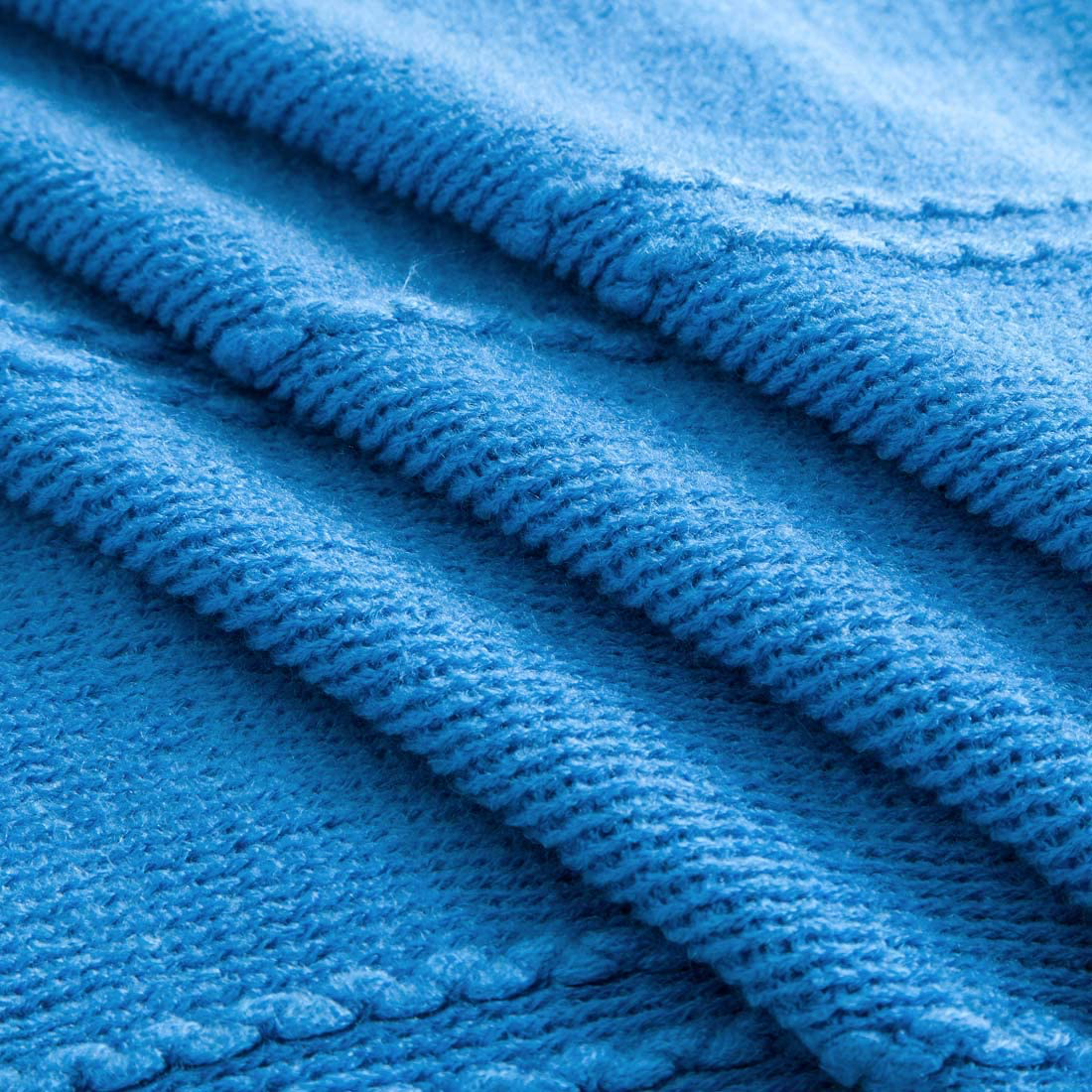 Revdomfly Knitted Throw Blanket Royal Blue Farmhouse Woven Blankets with Fringe Tassels for Couch Bed, 47" x 67", Royal Blue
