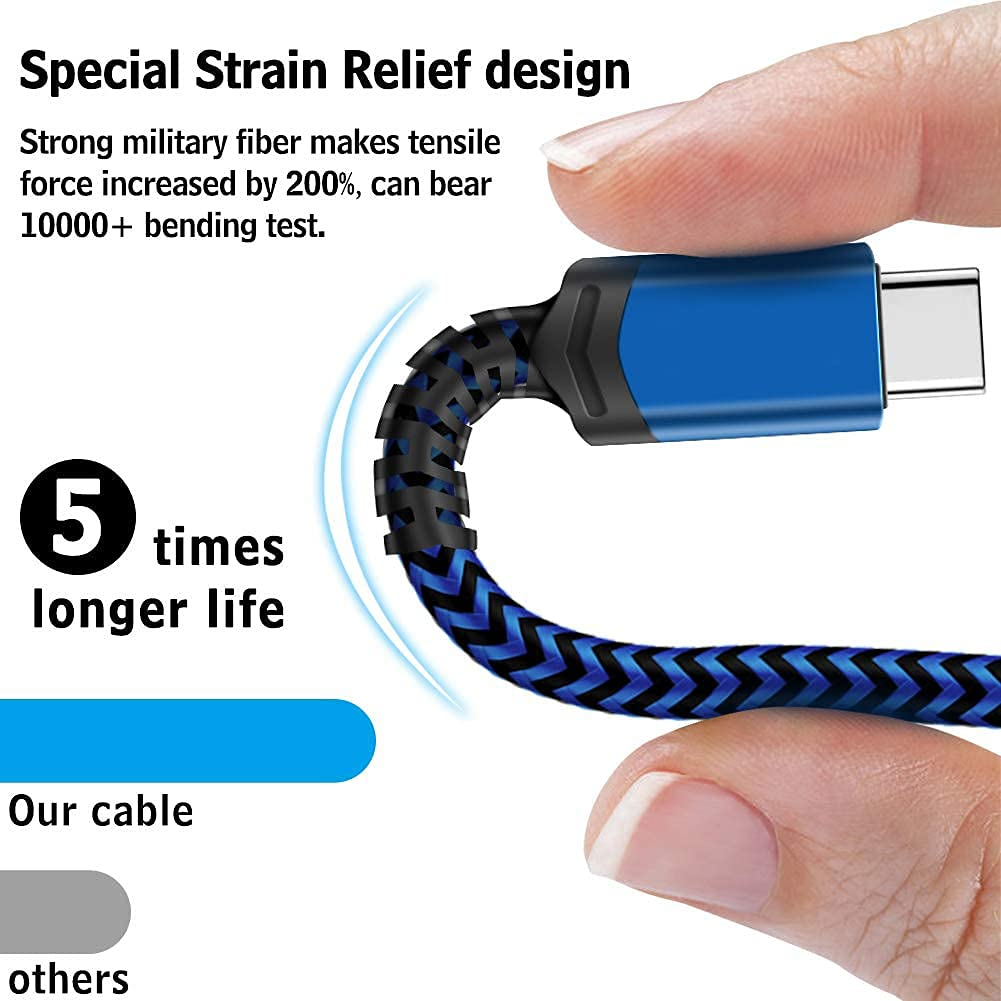 5 Pack USB C Cable (3/3/6/6/10FT) USB-C to USB-A Fast Charging Aluminum Housing