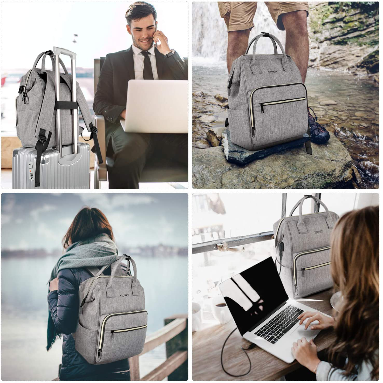 Laptop Backpack for Women Men, Travel Backpack for 15.6 Inch Laptop with RFID Pocket USB Charging Port