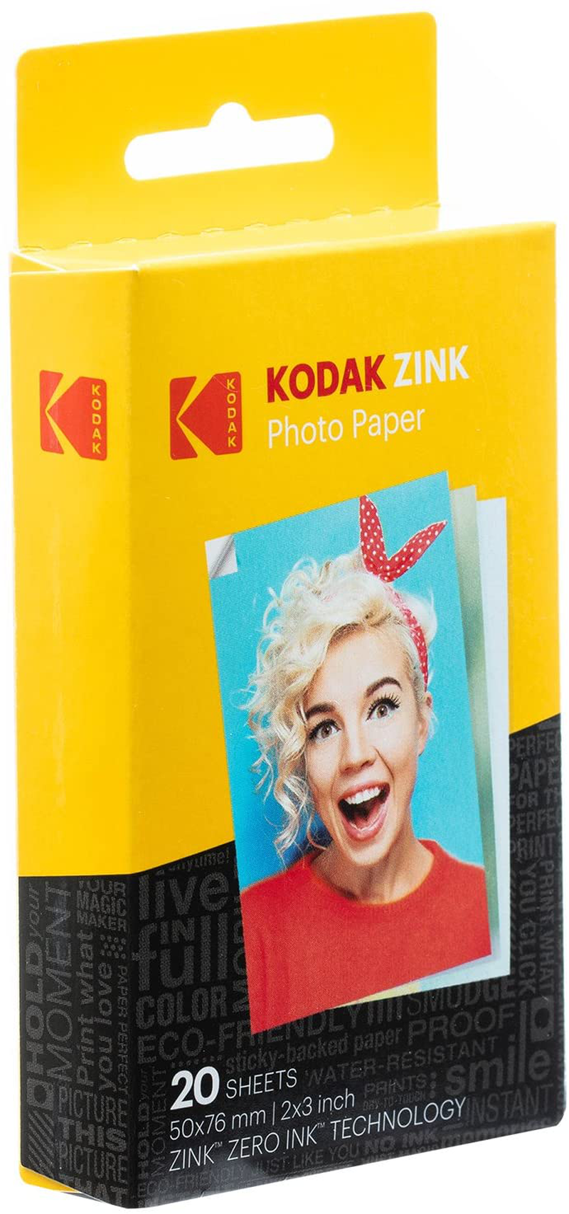 Kodak 2"x3" Premium Zink Photo Paper (20 Sheets) Compatible with Kodak Smile, Kodak Step, PRINTOMATIC
