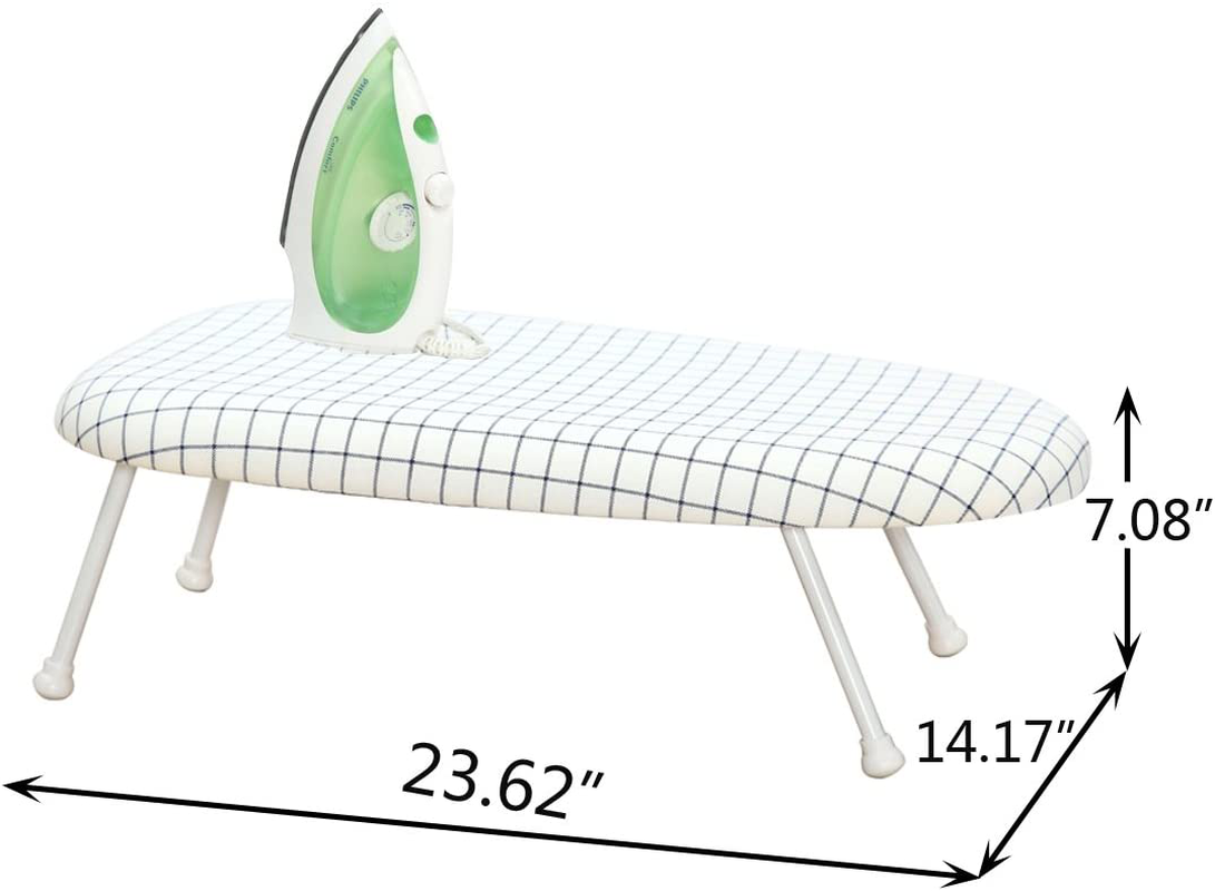 STORAGE MANIAC Tabletop Ironing Board with Folding Legs, Extra Wide Countertop Ironing Board with Cotton Cover, Portable Mini Ironing Board for Sewing, Craft Room, Household, Dorm, White