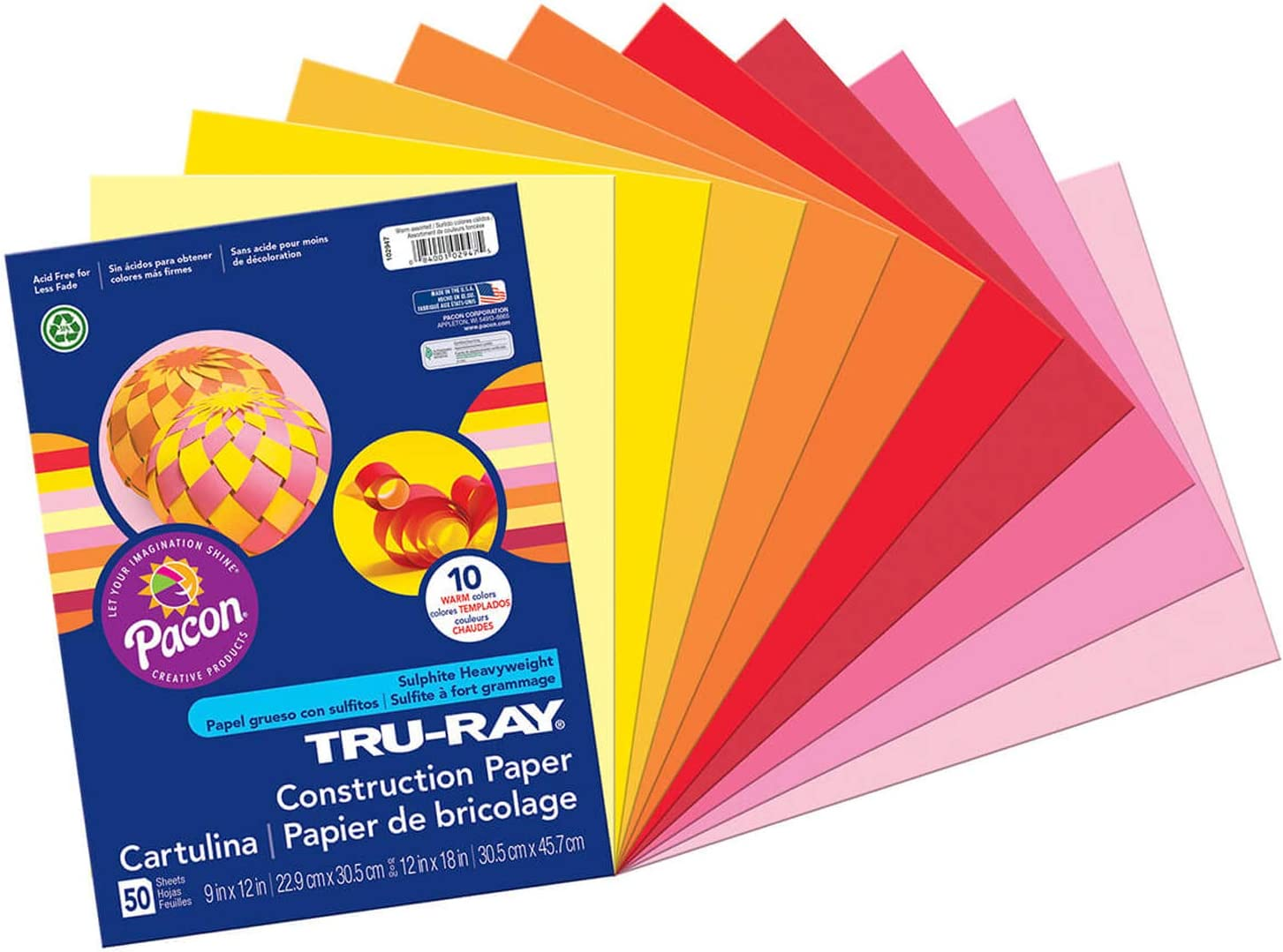 Tru-Ray Construction Paper P103031, 10 Classic Colors, 9" X 12", 50 Sheets