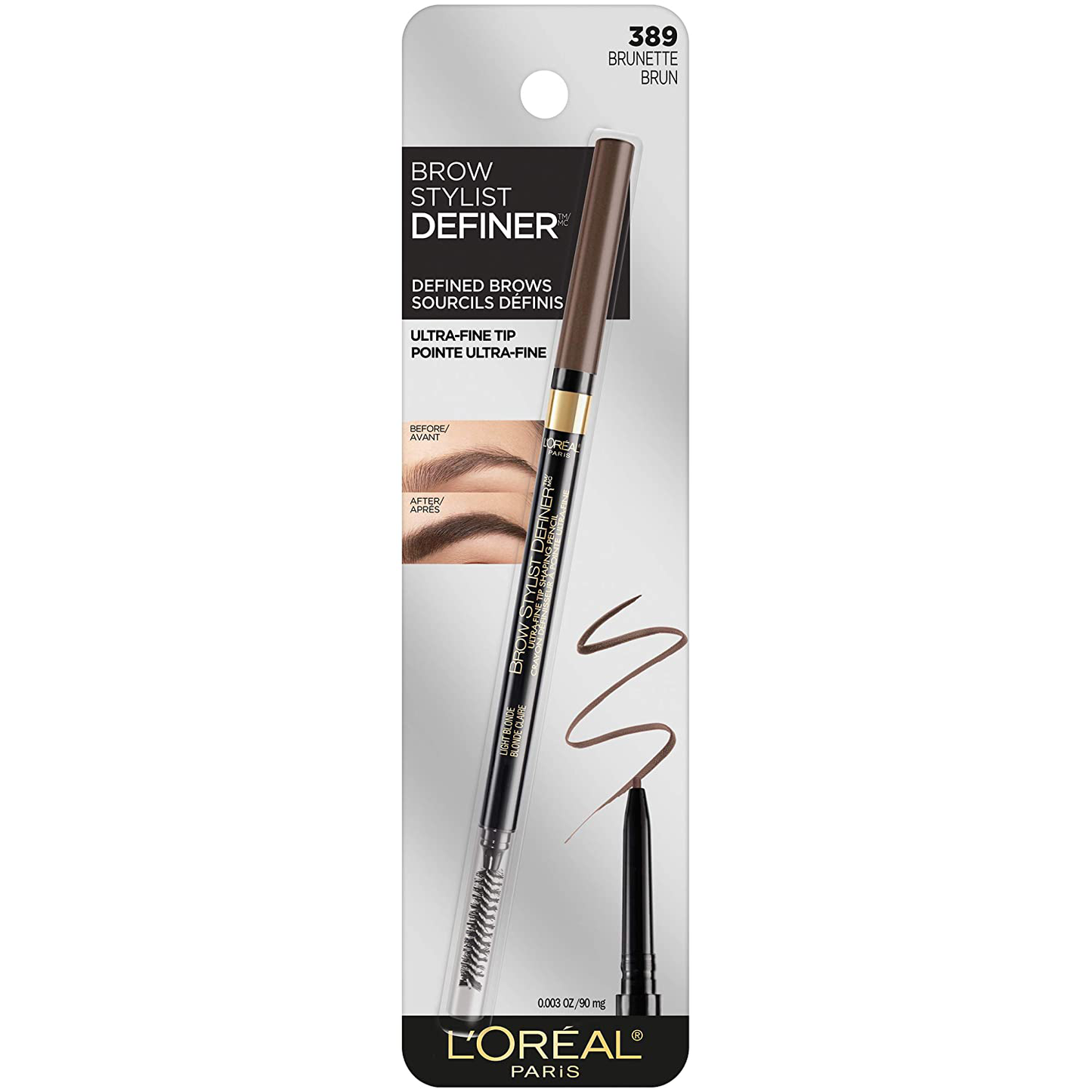 L'Oreal Paris Makeup Brow Stylist Definer Waterproof Eyebrow Pencil UltraFine Mechanical Pencil Draws Tiny Brow Hairs Fills in Sparse Areas Gaps Ounce Count