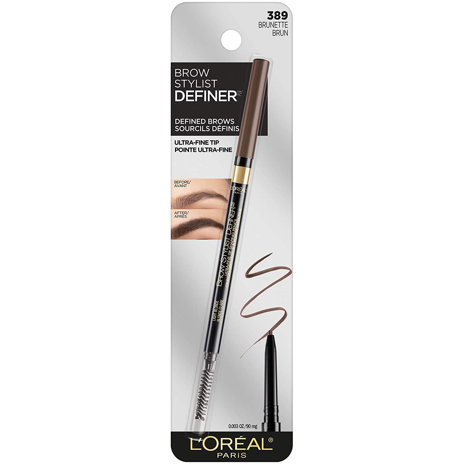 L'Oreal Paris Makeup Brow Stylist Definer Waterproof Eyebrow Pencil UltraFine Mechanical Pencil Draws Tiny Brow Hairs Fills in Sparse Areas Gaps Ounce Count