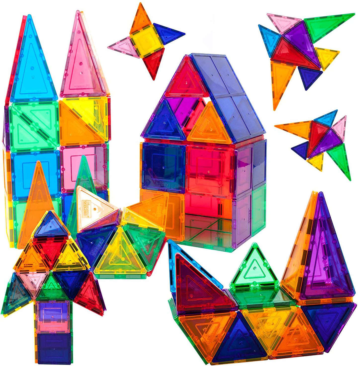 PicassoTiles 60 Piece Set 60pcs Magnet Building Tiles Clear Magnetic 3D Building Blocks Construction Playboards - Creativity beyond Imagination, Inspirational, Recreational, Educational, Conventional