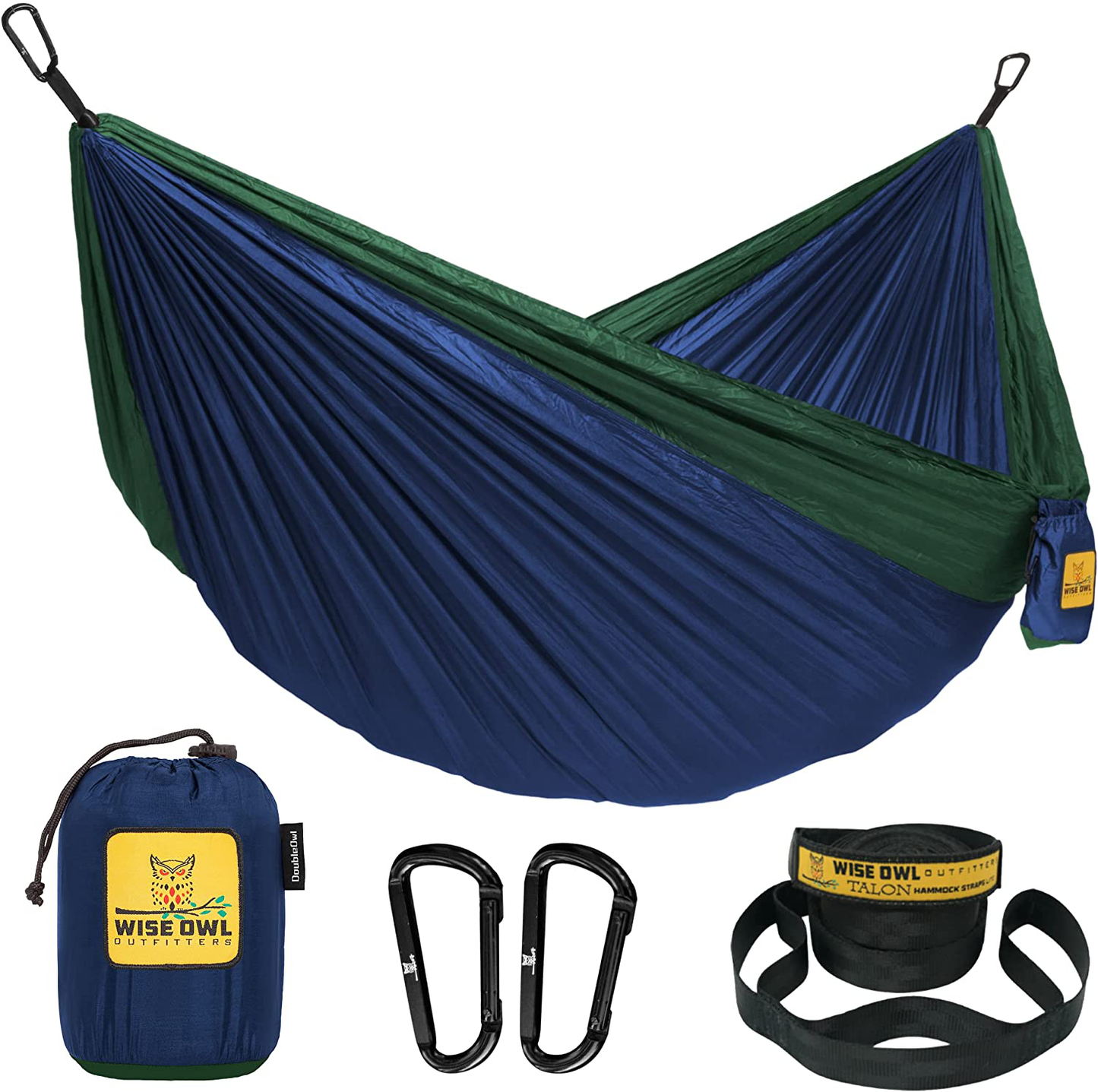 Wise Owl Outfitters Camping Hammocks - Portable Hammock Single or Double Hammock for Outdoor, Indoor W/ Tree Straps - Backpacking, Travel, and Camping Gear