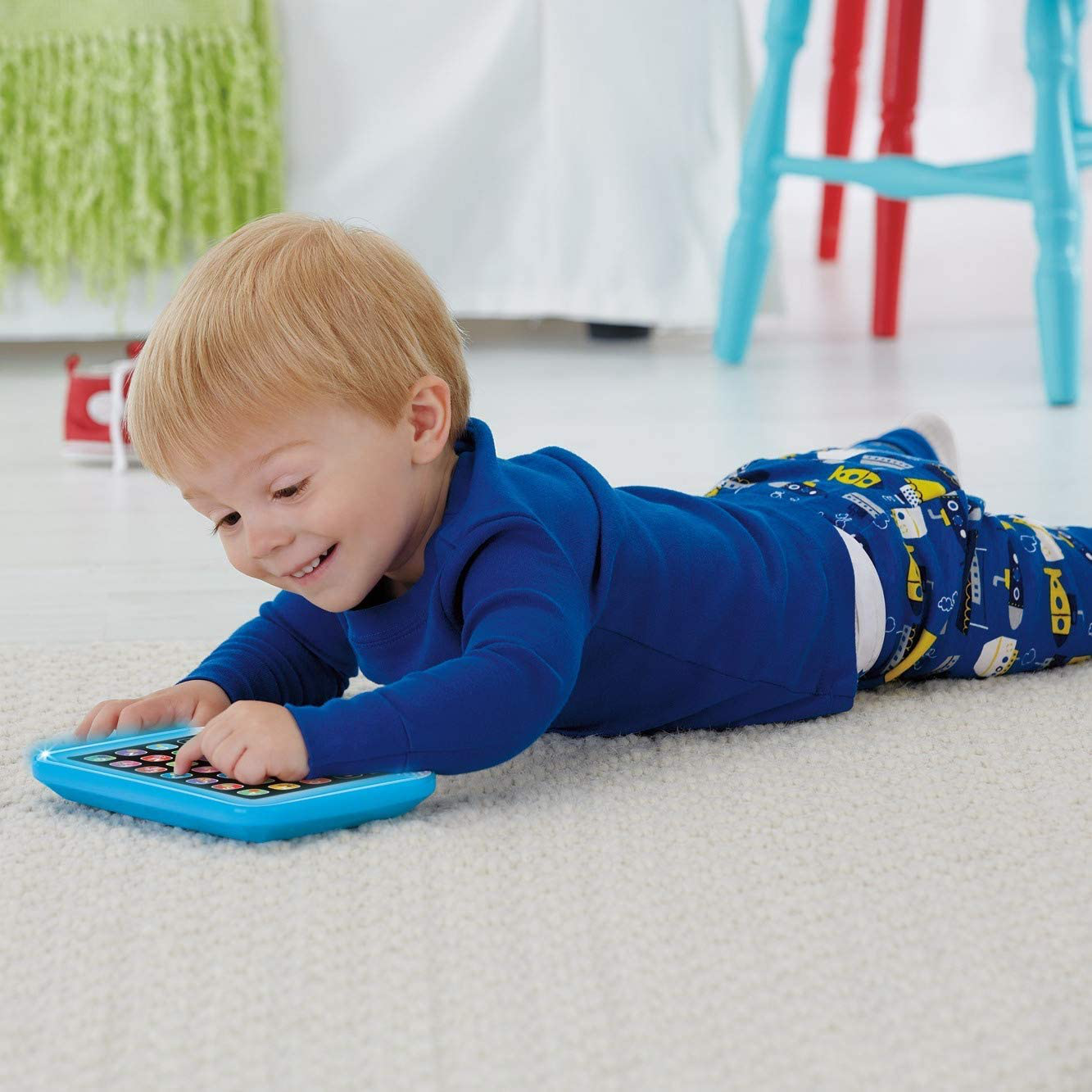 Fisher-Price Laugh & Learn Smart Stages Tablet, Blue, Musical Toy with Lights, Sounds and Learning Content for Infants and Toddlers