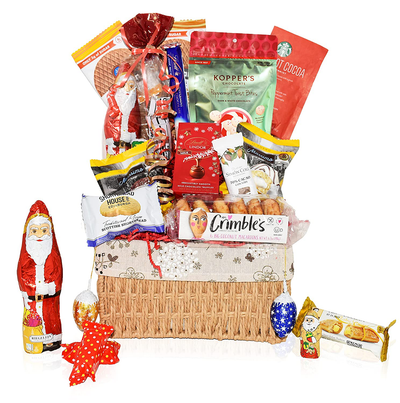 Christmas Gift Baskets - Macaroons, Chocolate, Santa, Holiday - Premium Gift Baskets for Family, Friends, Colleagues, Office, Men, Women, Corporate, Him, Her