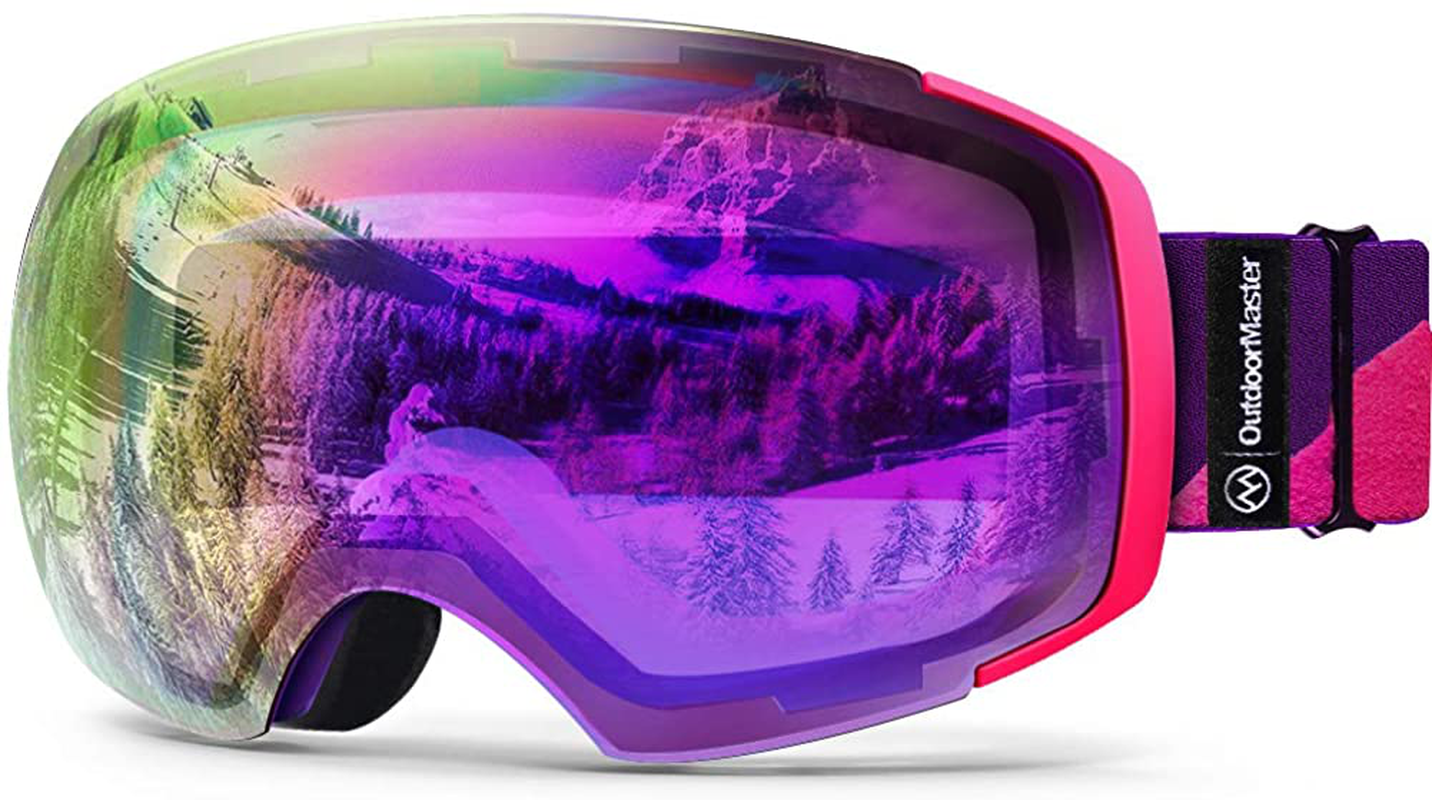 Outdoormaster Ski Goggles PRO - Frameless, Interchangeable Lens 100% UV400 Protection Snow Goggles for Men & Women