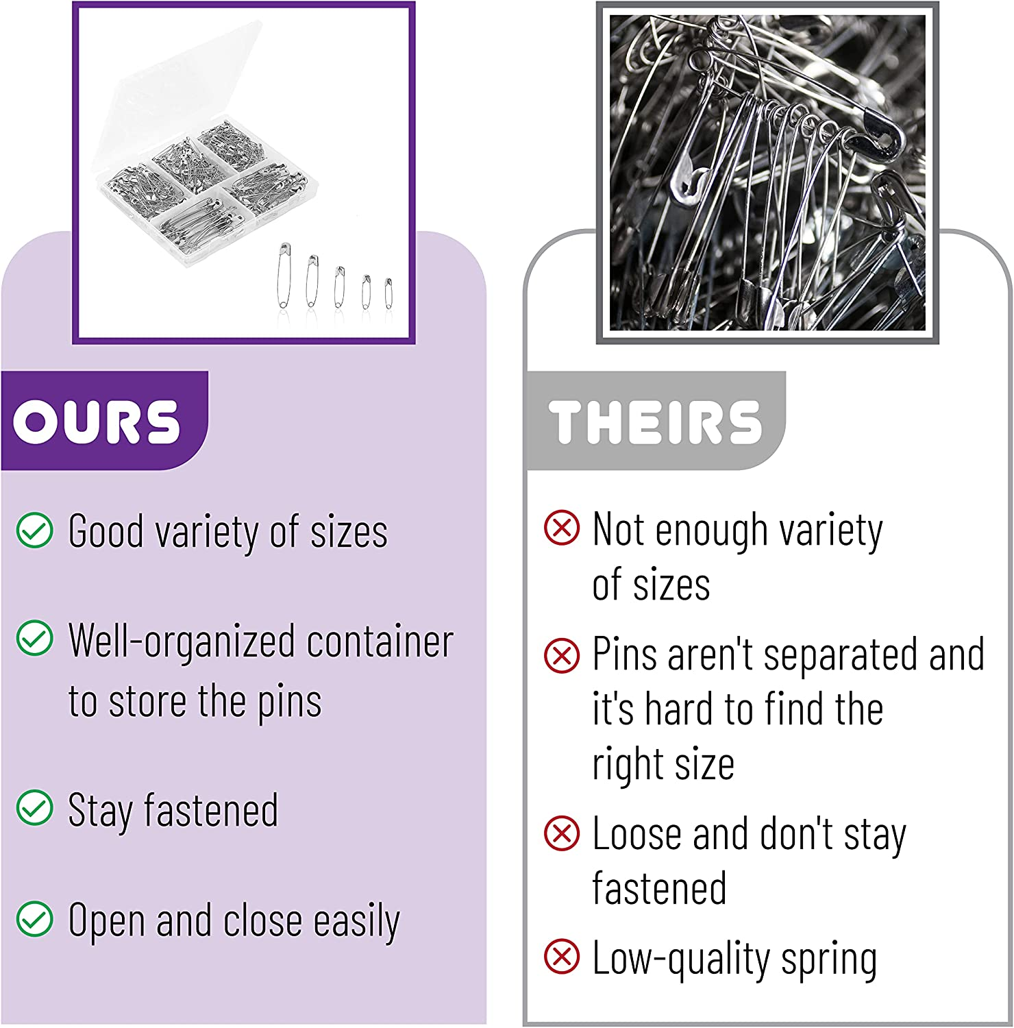 Mr. Pen- Safety Pins, Safety Pins Assorted, 300 Pack, Assorted Safety Pins, Safety Pin, Small Safety Pins, Safety Pins Bulk, Large Safety Pins, Safety Pins for Clothes