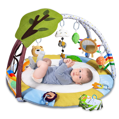 Lupantte Lion Baby Gym Play Mat with 9 Toys for Sensory and Motor Skill Development Language Discovery
