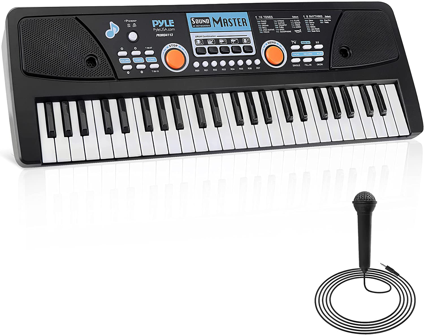 Pyle, Electric Keyboard 49 Keys-Portable Digital Musical Karaoke Piano Keyboard-100 Tunes/Rhythms, 50 Demos, Rechargeable Battery-Wired Microphone-Beginners Kids