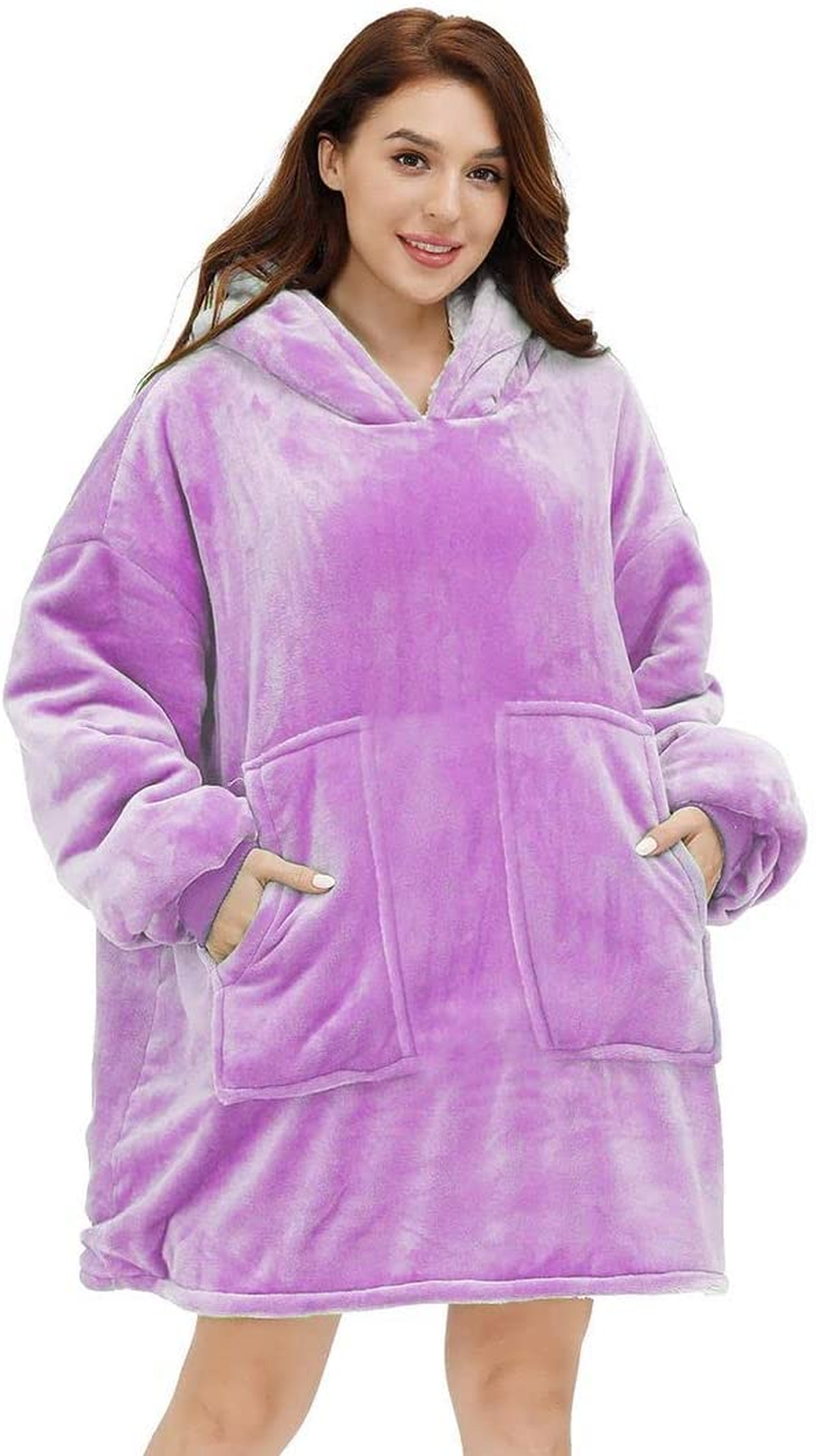 Oversized Wearable Sherpa Fleece Blanket Hoodie Comfortable Soft Warm Thick Hoodie Blanket