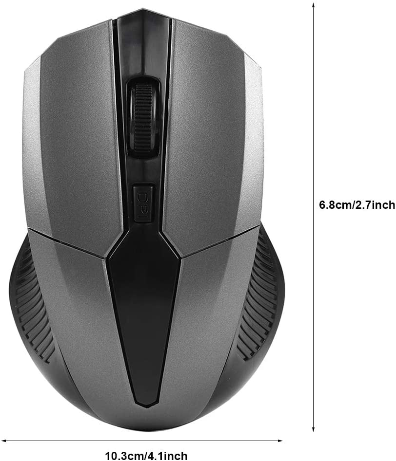 Wireless Optical Mouse for PC Computer Laptop,800-1600 DPI 6 Key Gaming Mouse with USB Receiver,Support Indows2000/Xp/Vista/Linux/7/ and MAC Operating System(Gray)