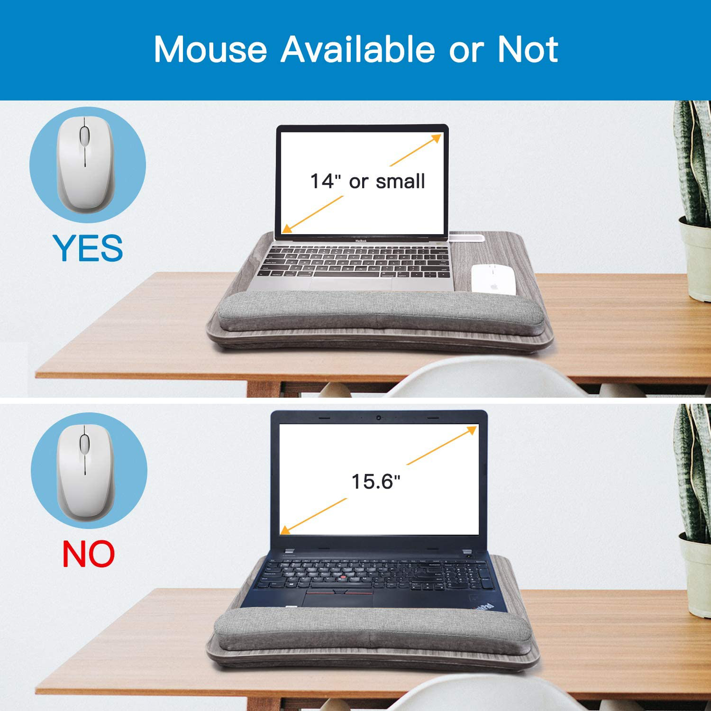 HUANUO Lap Laptop Desk - Portable Lap Desk with Pillow Cushion, Fits up to 15.6 inch Laptop, with Anti-Slip Strip & Storage Function for Home Office Students Use as Computer Laptop Stand, Book Tablet
