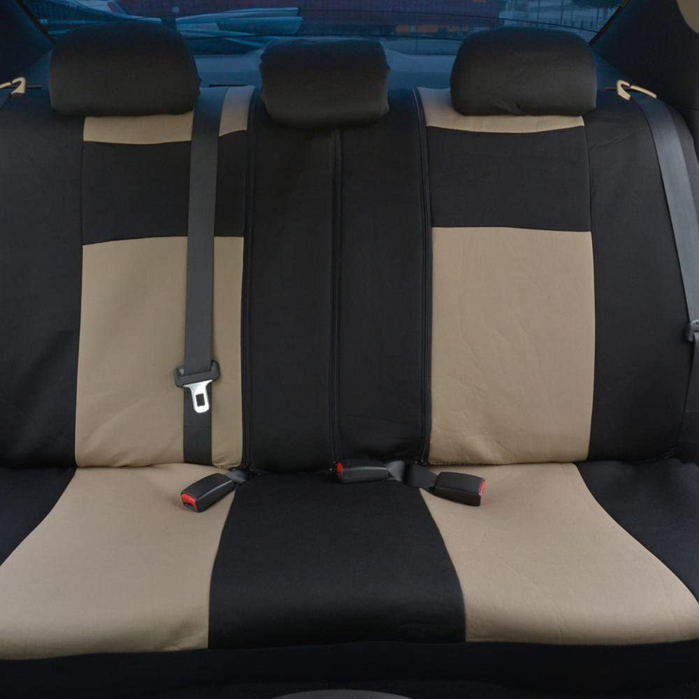 BDK PolyPro Car Seat Covers Full Set Front and Rear Split Bench Protection, Easy Install with Two-Tone Accent, Universal Fit for Auto Truck Van SUV