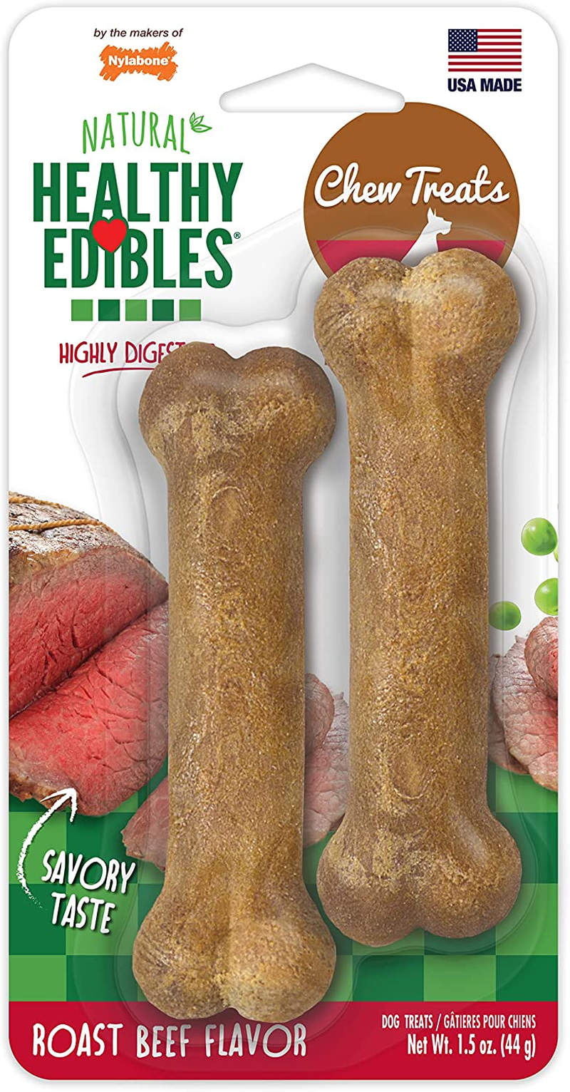 Nylabone Healthy Edibles All-Natural Long Lasting Bacon Flavor Chew Treats 3 Count Bacon Small/Regular