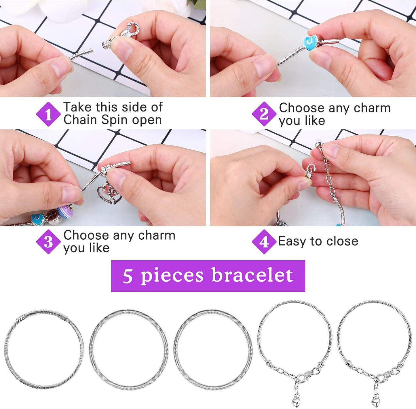 Charm Bracelet Making Kit,Jewelry Making Supplies Beads,Unicorn/Mermaid Crafts Gifts Set for Girls Teens Age 8-12
